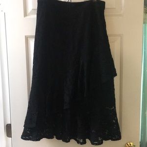 Forever 21 midi length black lace ruffle skirt